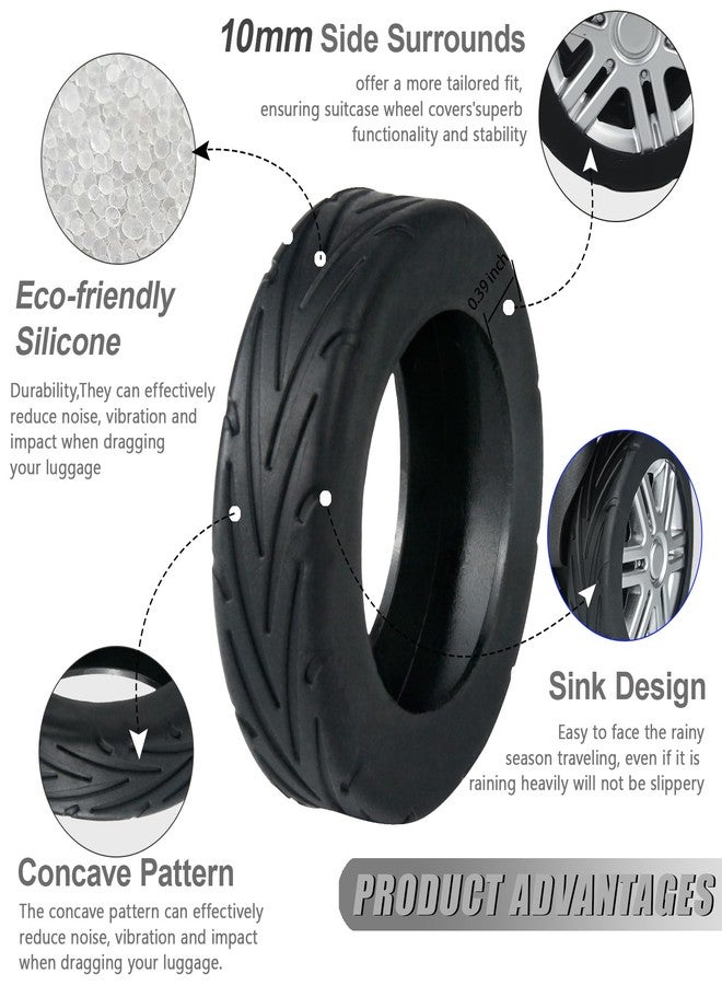 KOVNGE Upgrade Luggage Wheel Covers, 8pcs Suitcases Wheel Protector,Wear-Resistant, Anti-Noise, Silicone Protectors For 2-2.4"Luggage Spinner,Accessories for Travel（Black） - Image 4